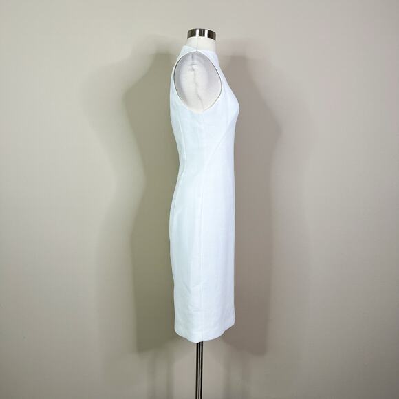 Black Halo | Pabla White High Neck Ruffle Designer Chic Bridal Sleeveless Dress - Picture 5 of 11